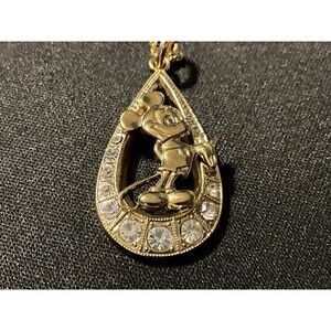 Disney Signed Gold Tone Mickey 15in Necklace